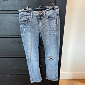 Silver Jeans Light Blue Distressed Capris